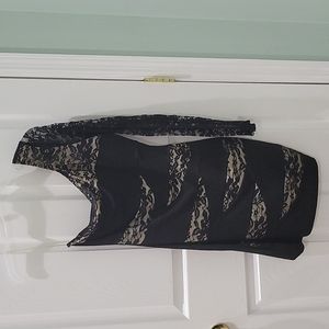 Black and tan lace party dress. Size Large.
